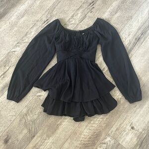 Altar’d State Lola Crossover Romper Color: Black polka dot Size: XS